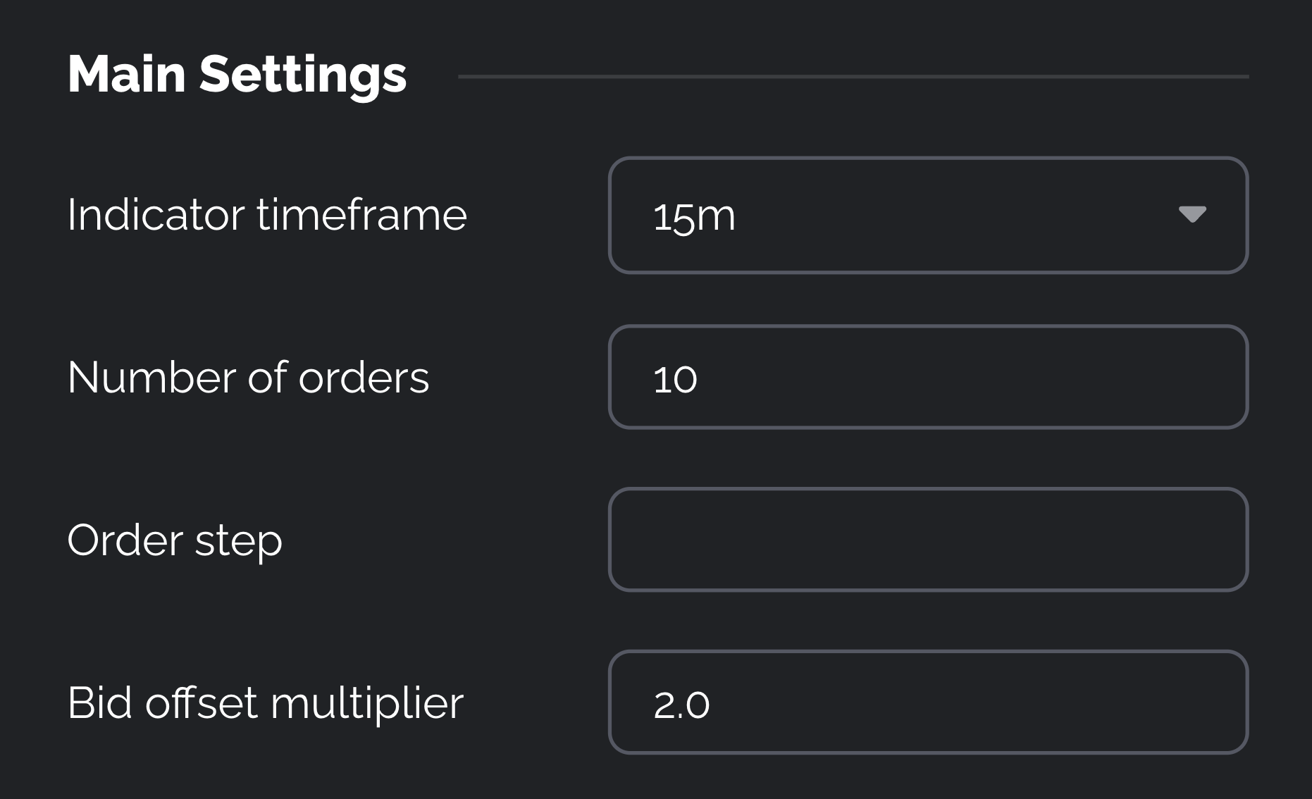 Grido Main Settings
