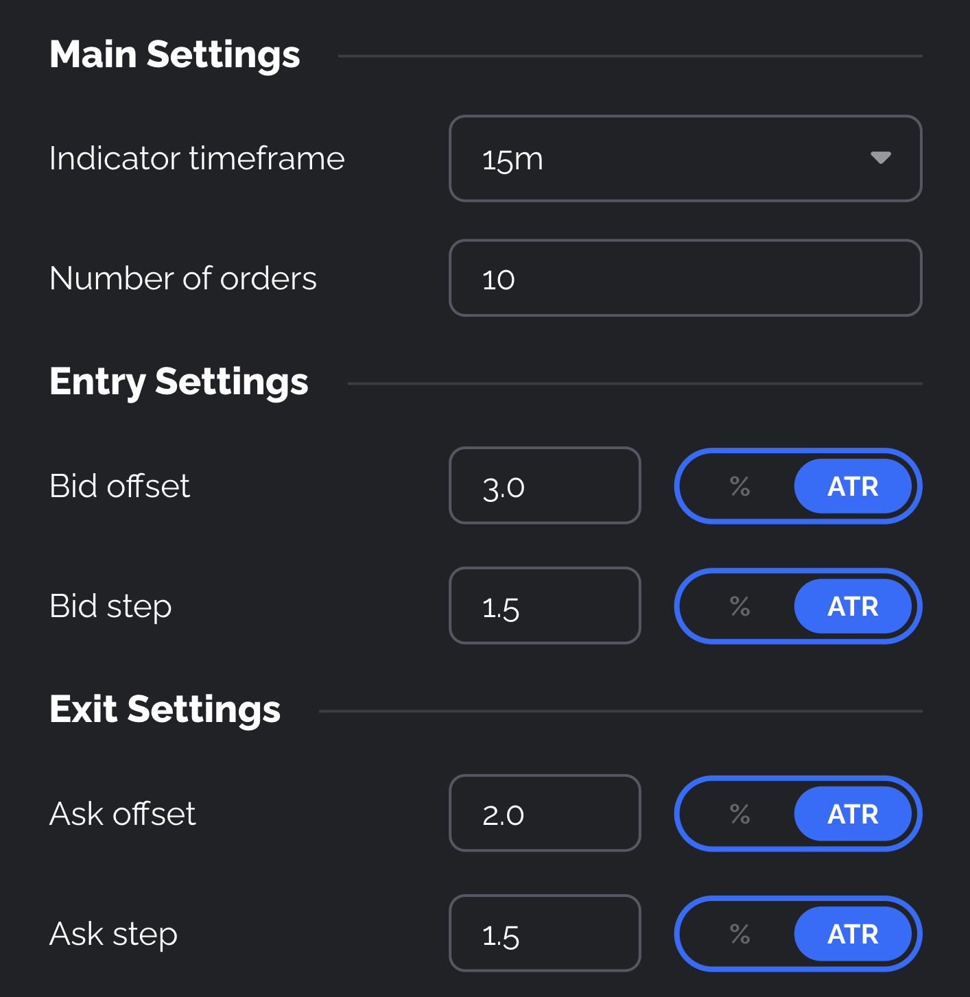M2 Main Settings